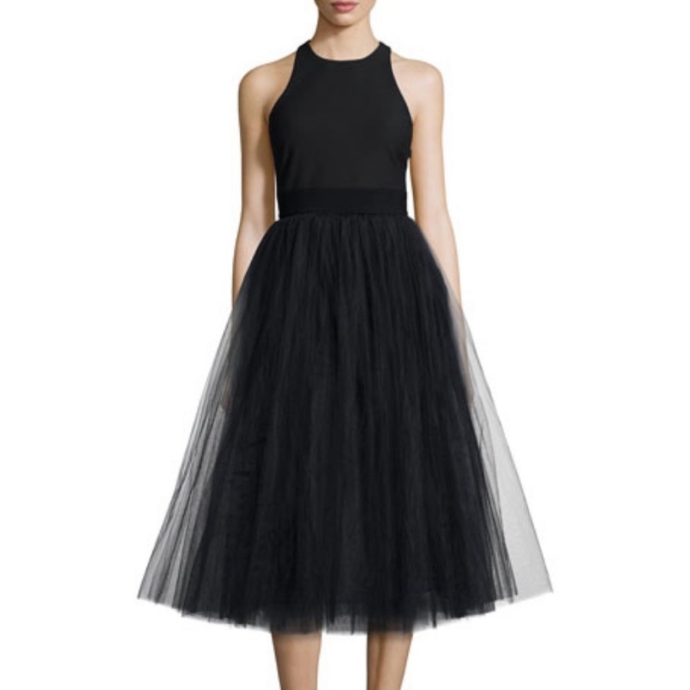 RARE Elizabeth and James Black Tulle Aneko Ballet Midi Cocktail Dress Size 8 NWT